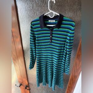 Boden Navy and Green Striped Dress